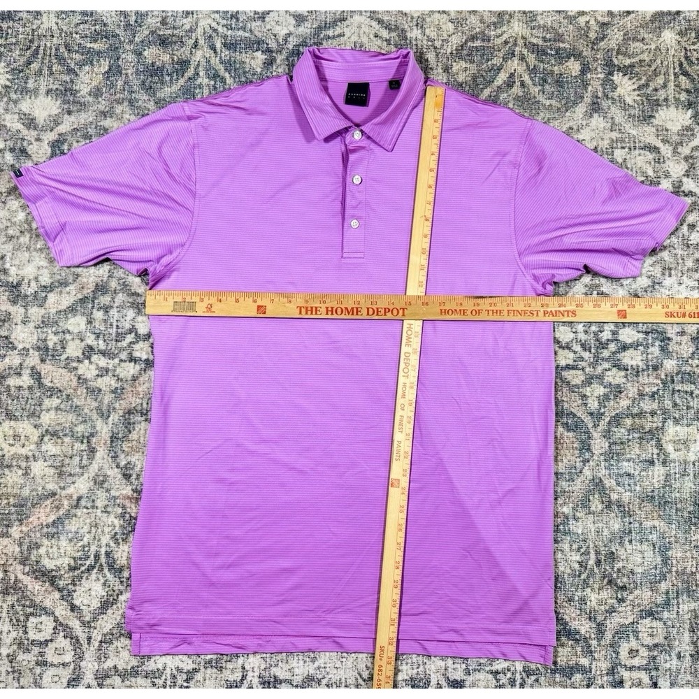 Dunning Golf Polo Shirt Adult XLarge Pink Grey Striped Golf Performance Mens B8